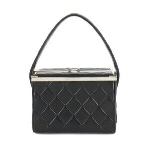 CHANEL Matelasse Vanity Hand Bag Leather Black Purse 90242744